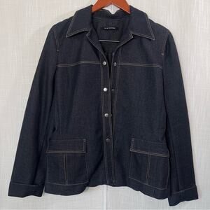 Elie Tahari Lightweight Cotton Barn Utility Denim Jean Jacket Sz 12